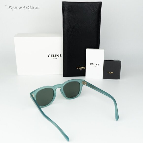 Celine Women Sunglasses Lime Green Transparent Square CL40233I 3 DOTS 93N NEW